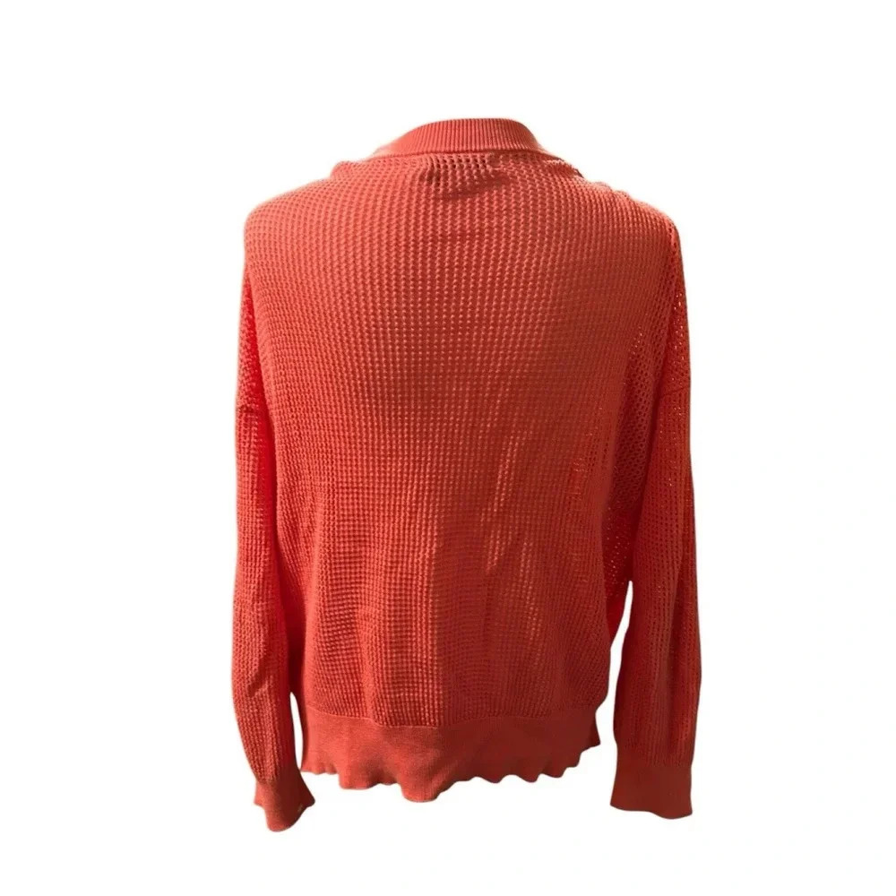 Calvin Klein Womens‎ Coral Mesh Logo Pullover Crewneck Sweater Top Size Large - Picture 4 of 6